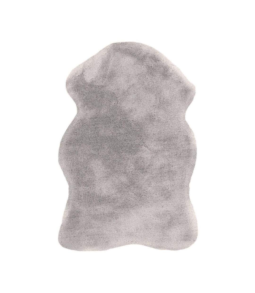 Tapis Uni Doux Poils Longs Rabbit 60x90cm Argent-1