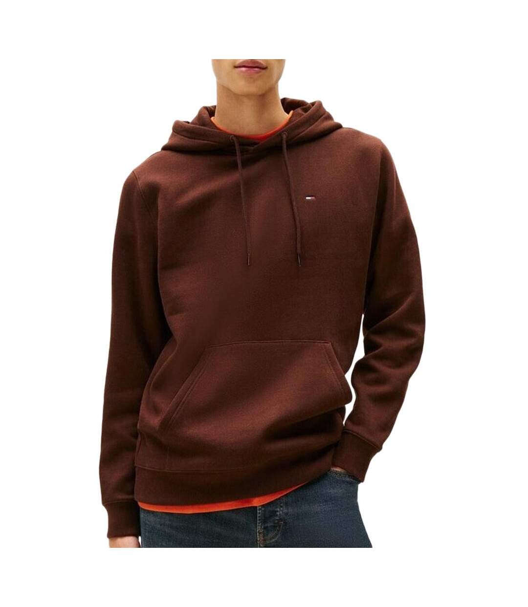 Sweat marron homme tommy hilfiger tjm reg s flag-1