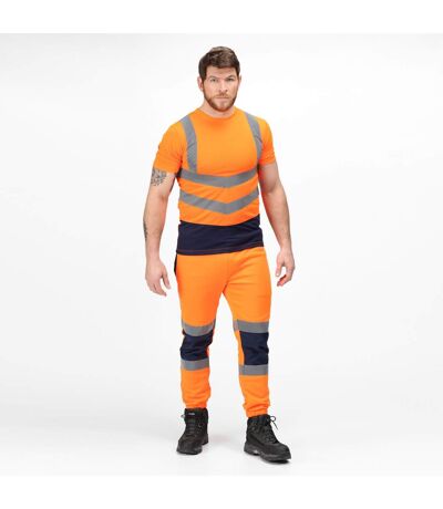 Mens High-vis Short-sleeved T-shirt Orange Navy Regatta Professional