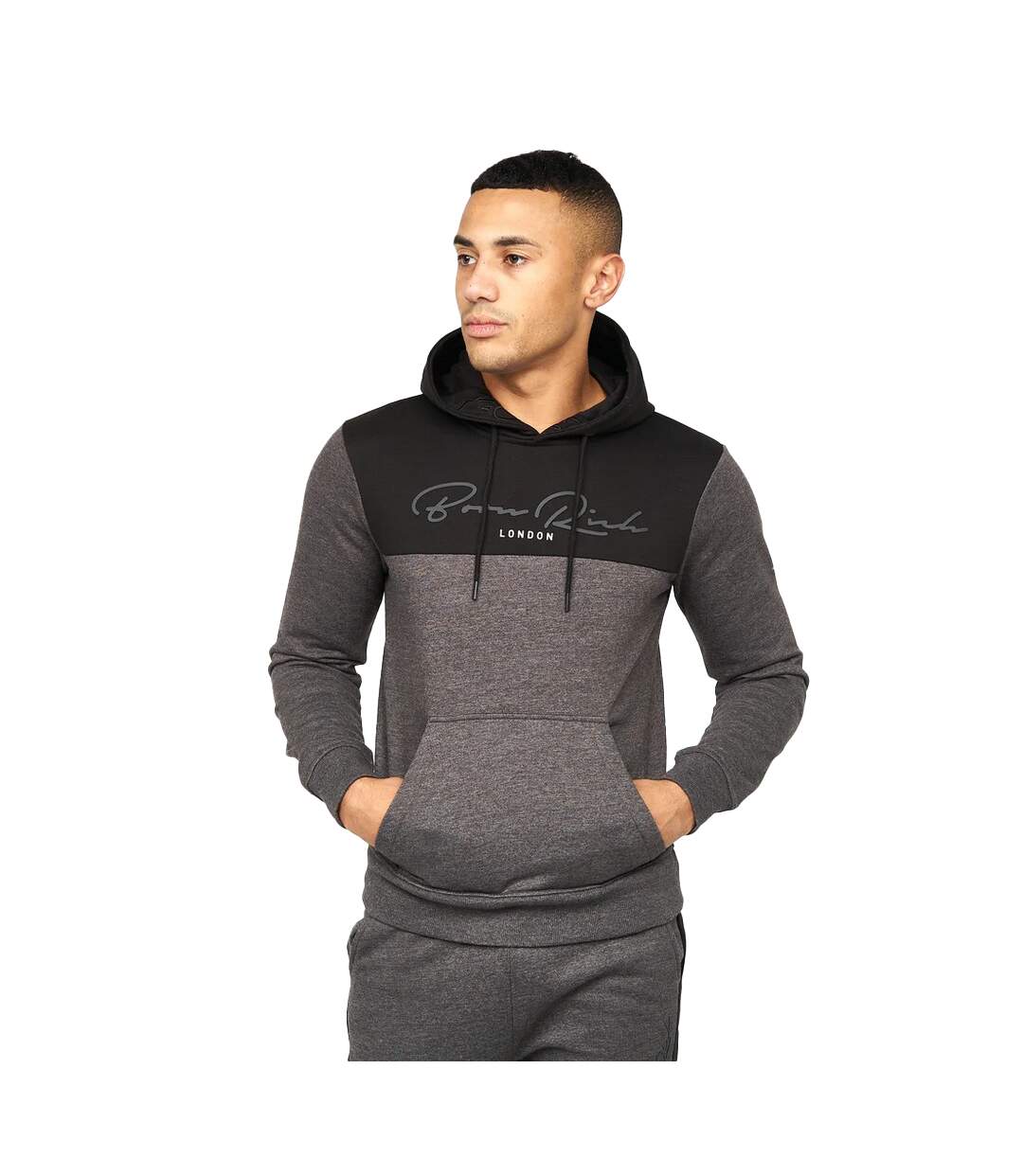Born Rich Mens Lehmann Hoodie (Black Marl)