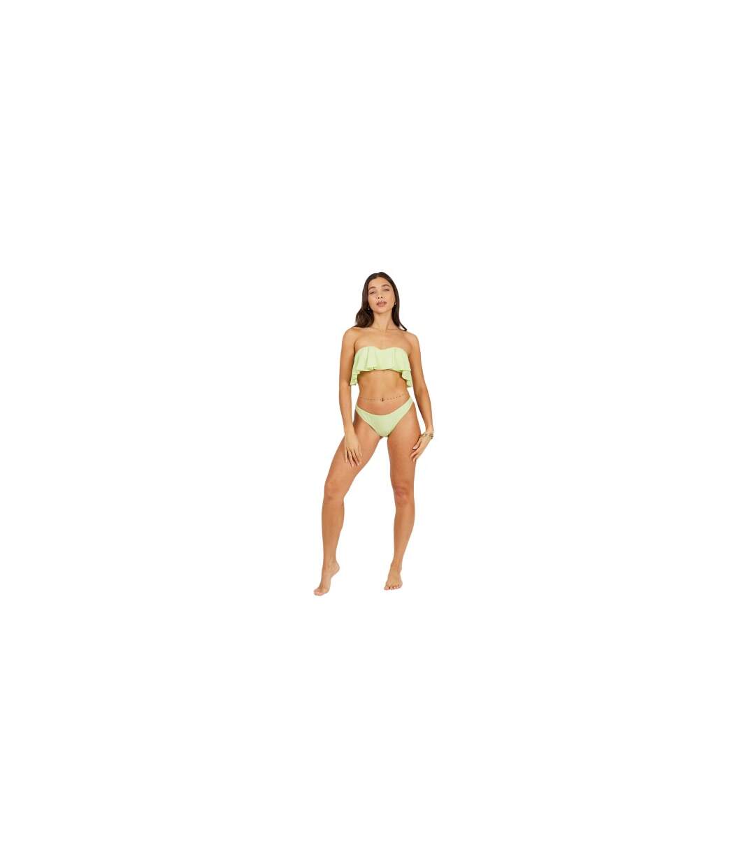 Haut De Maillot De Bain Motif/style Ruché Femme Vert Turquoise Pâle Brave Soul-1