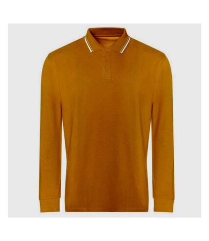 Awdis Mens Tipped Long-Sleeved Polo Shirt (Mustard/White) - UTPC5330