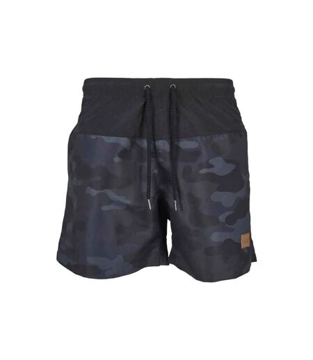Mens Block Swim Shorts Black Dark Camo Urban Classics