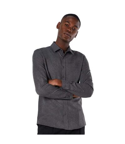 Mens brushed twill long-sleeved shirt charcoal Burton