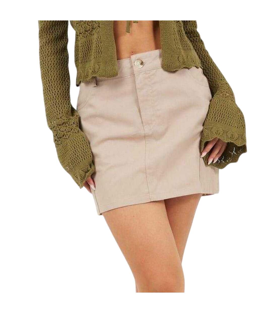 Mini Jupe Femme Beige Gris Brave Soul-2