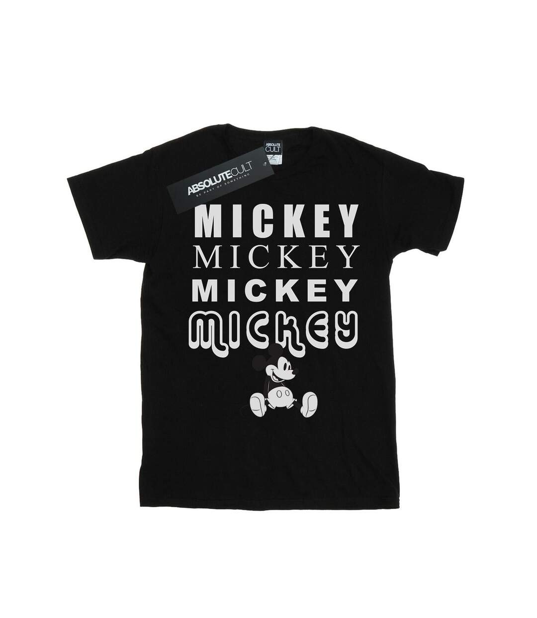 Disney Femme/Ladies - Mickey Mouse Sitting Cotton Boyfriend T-Shirt (Noir) - UTBI36018-1