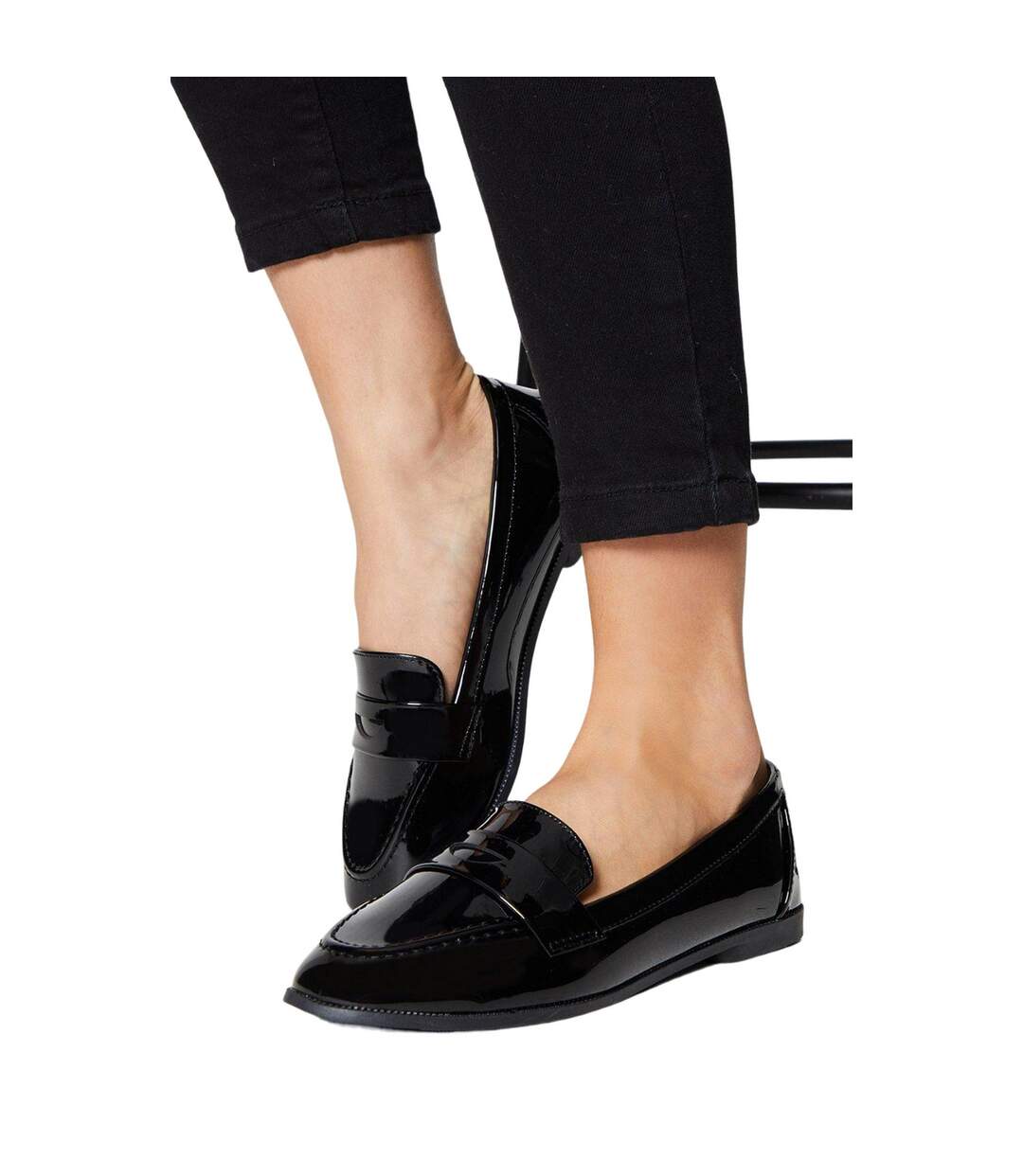 Womens/ladies lana wide penny loafers true black Dorothy Perkins-3