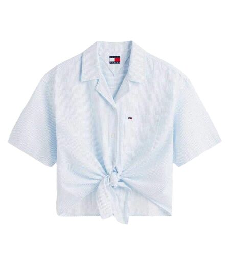 Chemise Manches Courtes Motif/style À Rayures Femme Bleu Poudré Tommy Jeans