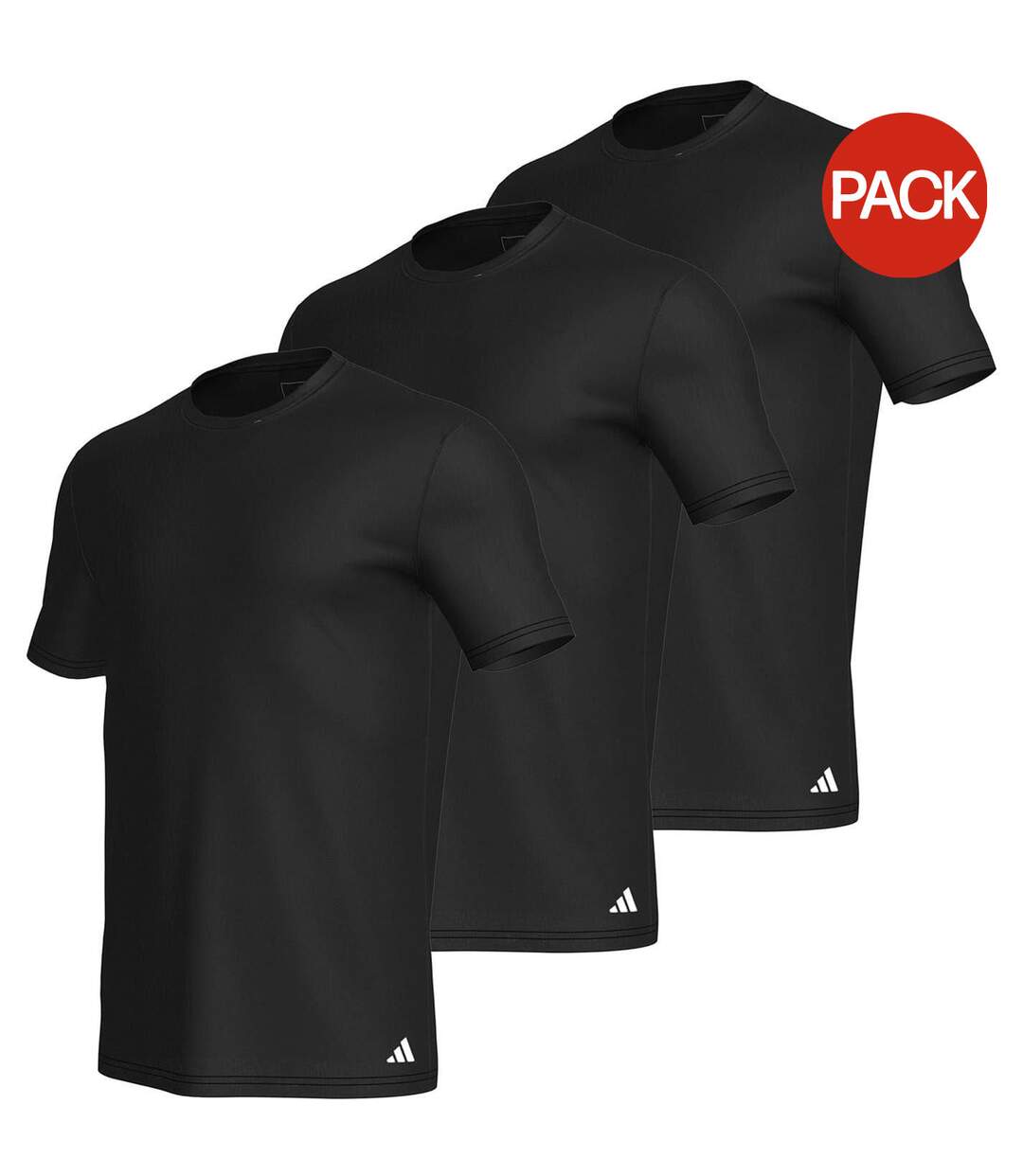 Lot De 3  T-shirts Homme Noir Adidas-2