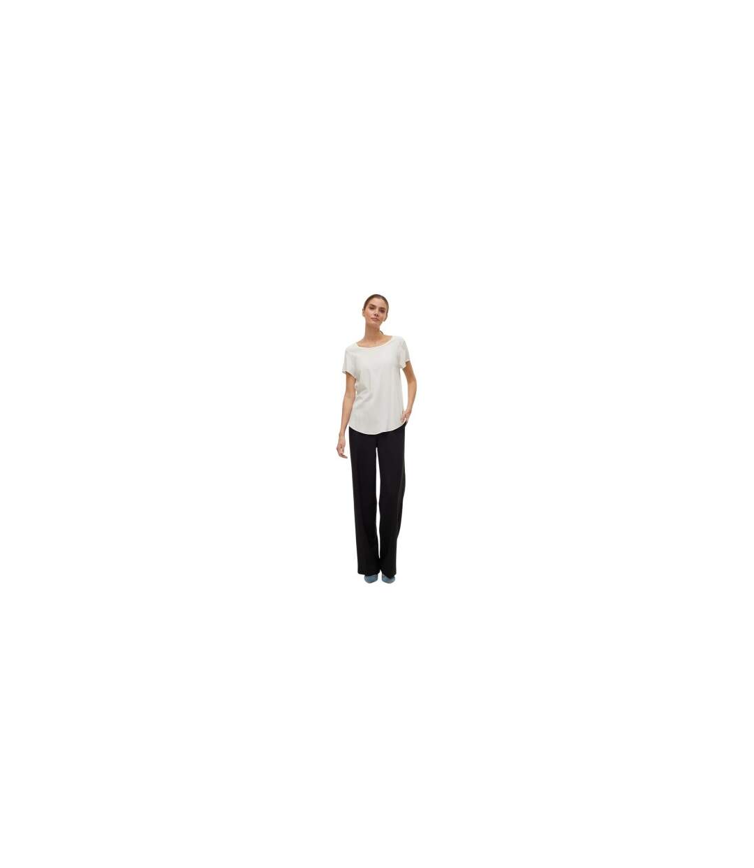Womens/ladies Bella Scoop Neck Regular T-shirt Snow White Vero Moda-1
