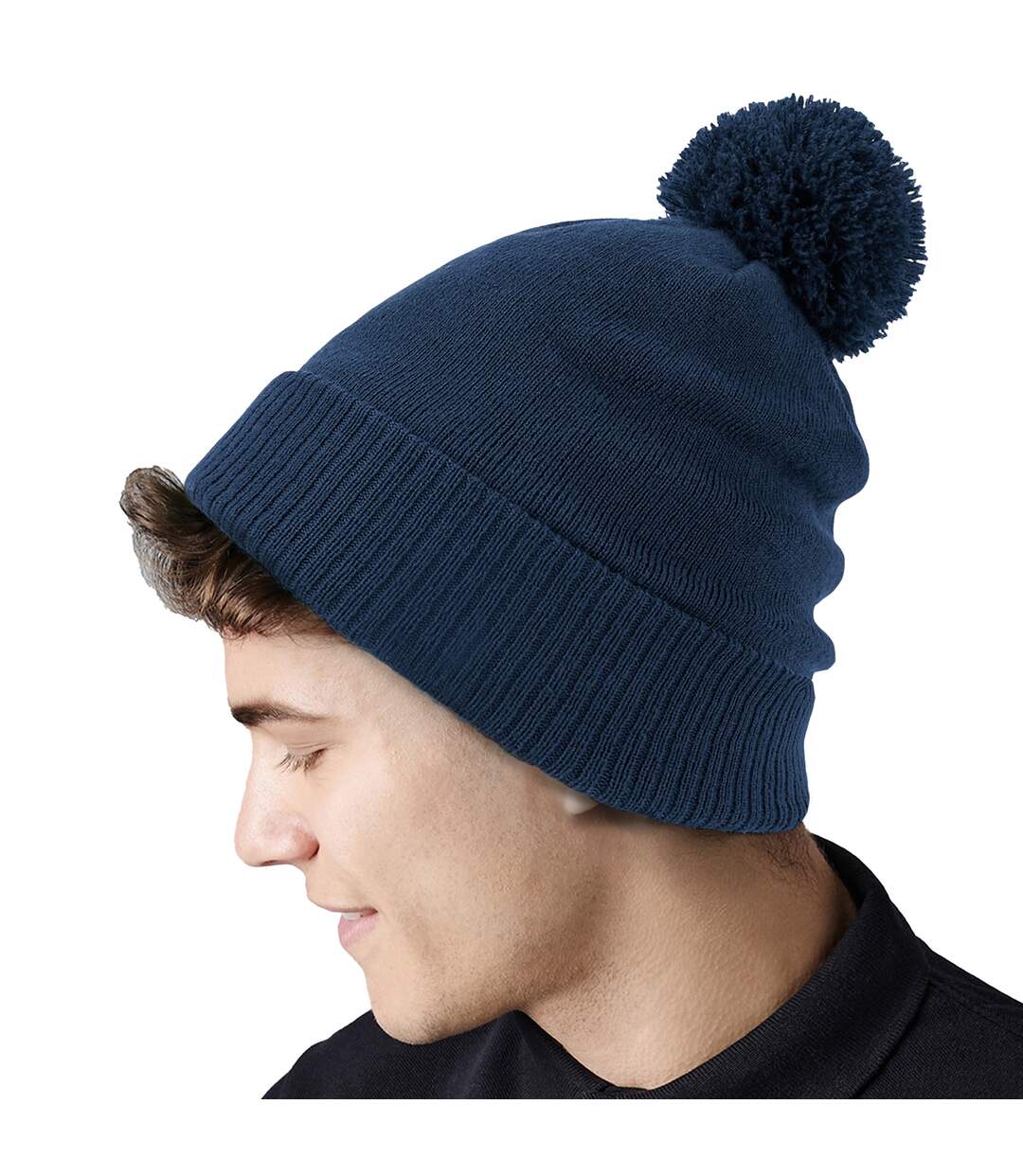 Unisex adult snowstar beanie navy Beechfield-2