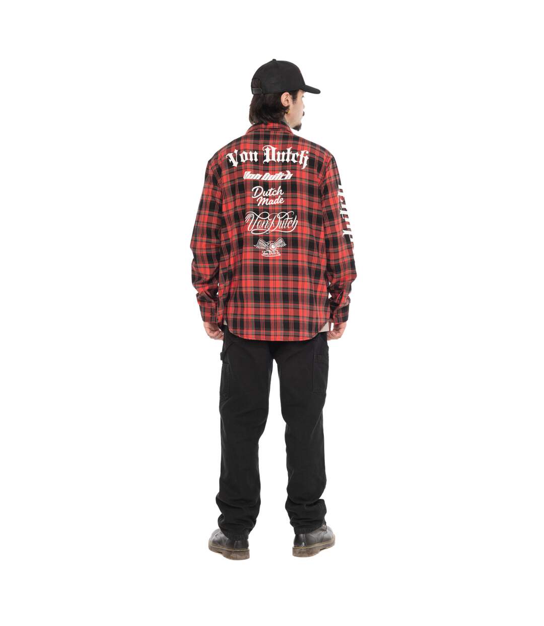Chemise manche longues à carreaux poches avec print et écusson Juan Vondutch-4
