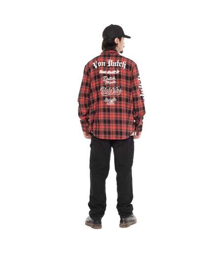 Chemise manche longues à carreaux poches avec print et écusson Juan Vondutch