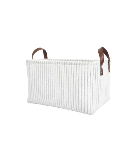 Lot de 3 Paniers de Rangement Velours Côtelé 36cm Blanc