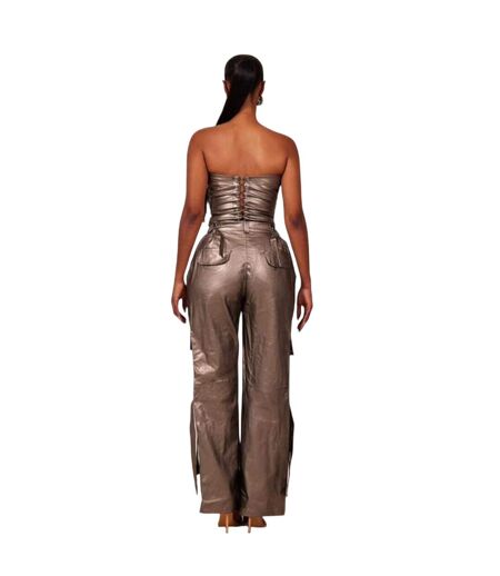 Pantalon Cargo Zeda Taille Haute À Jambe Large Cuivré Mars The Label