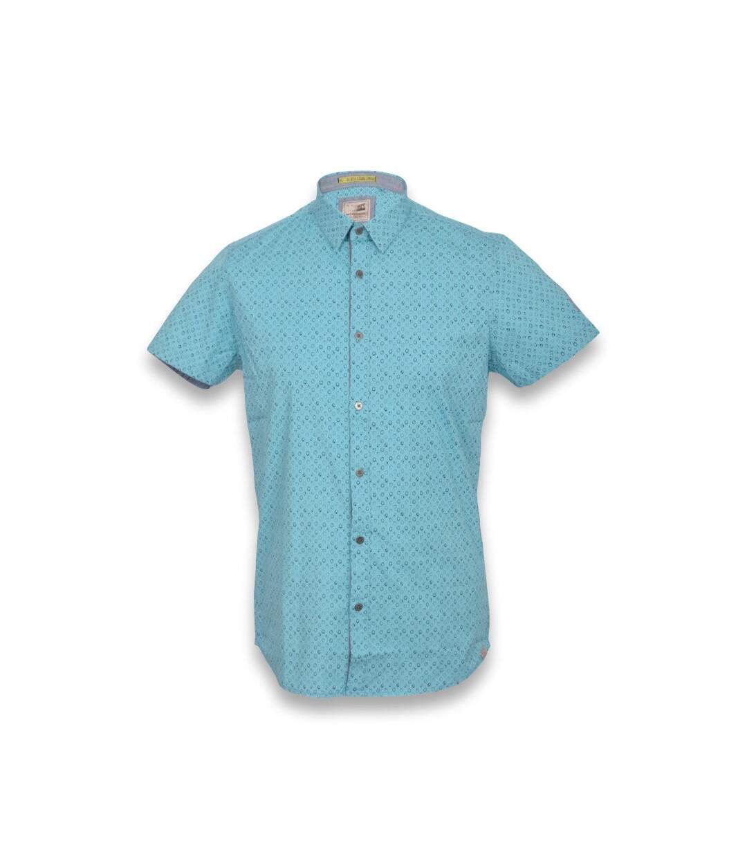 Chemise homme manches courtes de couleur bleu-1