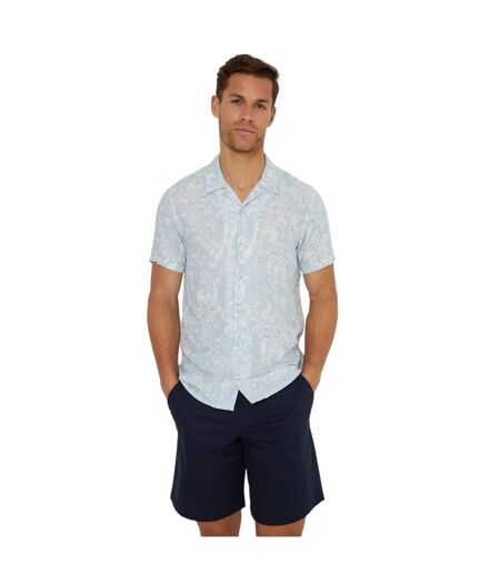 Mens Floral Regular Short-sleeved Shirt Sky Threadbare