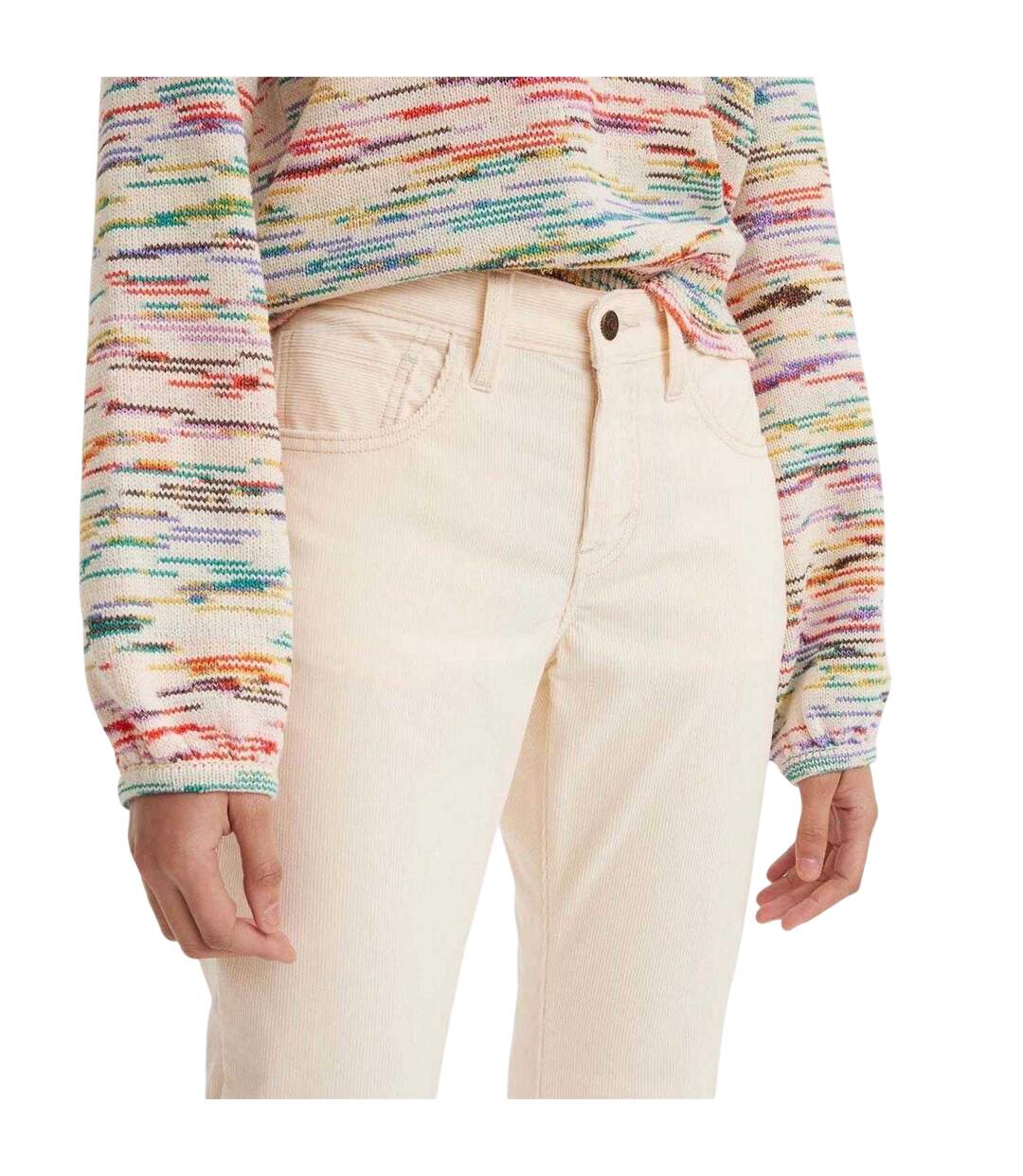 Womens/ladies Middy Cotton Bootcut Jeans Cream Levis-4