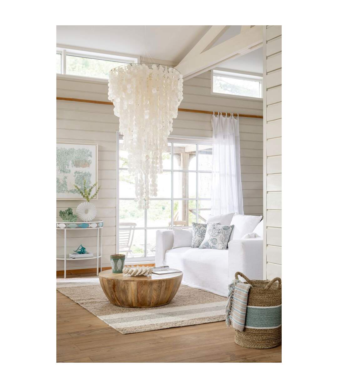 Suspension Déco en Capiz Betsy 150cm Blanc-3