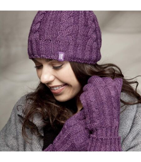 Ladies Cable Knit 3.4 Tog Fleece Lined Thermal Winter Hat