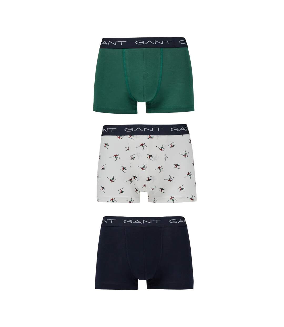 Lot De 3  Boxers Motif/style Logo Homme Blanc Vert Noir Gant-2
