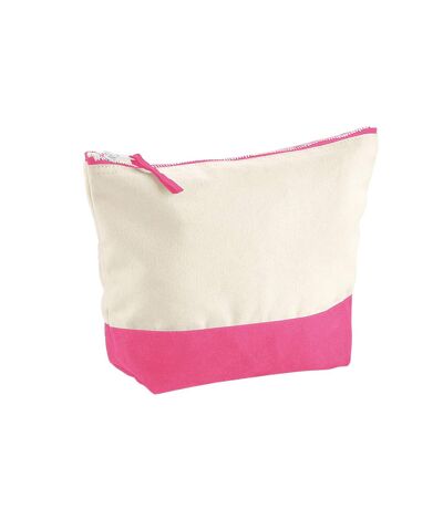 Westford Mill Canvas Dipped Base Toiletry Bag (Natural/True Pink) (L) - UTBC5686