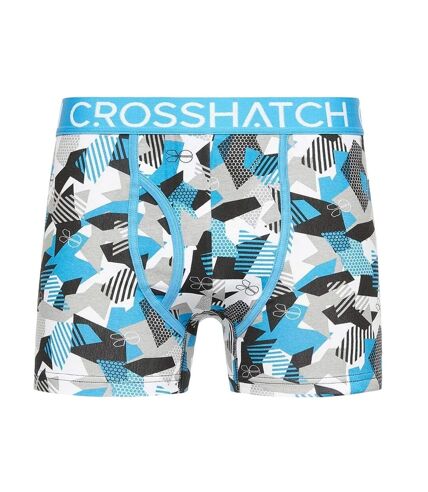 Pack of 3  Mens crystaline boxer shorts  malibu blue/black/grey Crosshatch