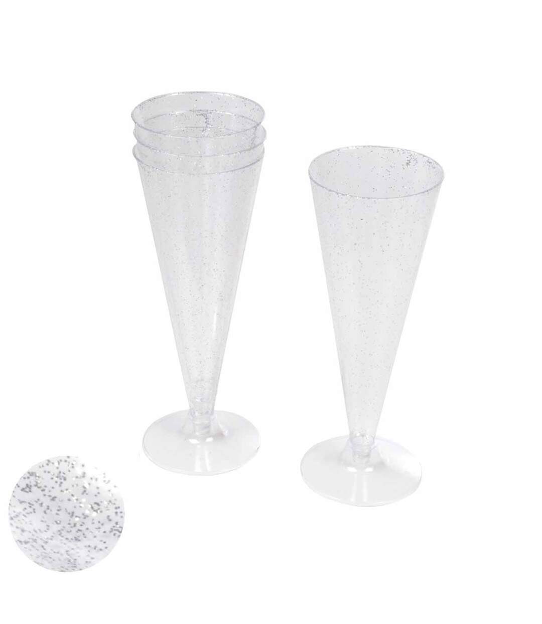 Lot de 6 Flûtes à Champagne Réutilisable Paillettes 12cl Argent-2