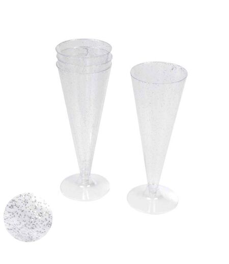 Lot de 6 Flûtes à Champagne Réutilisable Paillettes 12cl Argent