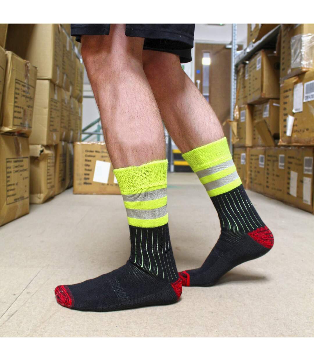 3 Pack Mens Heavy Duty Cotton Hi Viz Work Socks-4