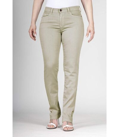 Jeans coupe droite taille haute stretch BEIGE