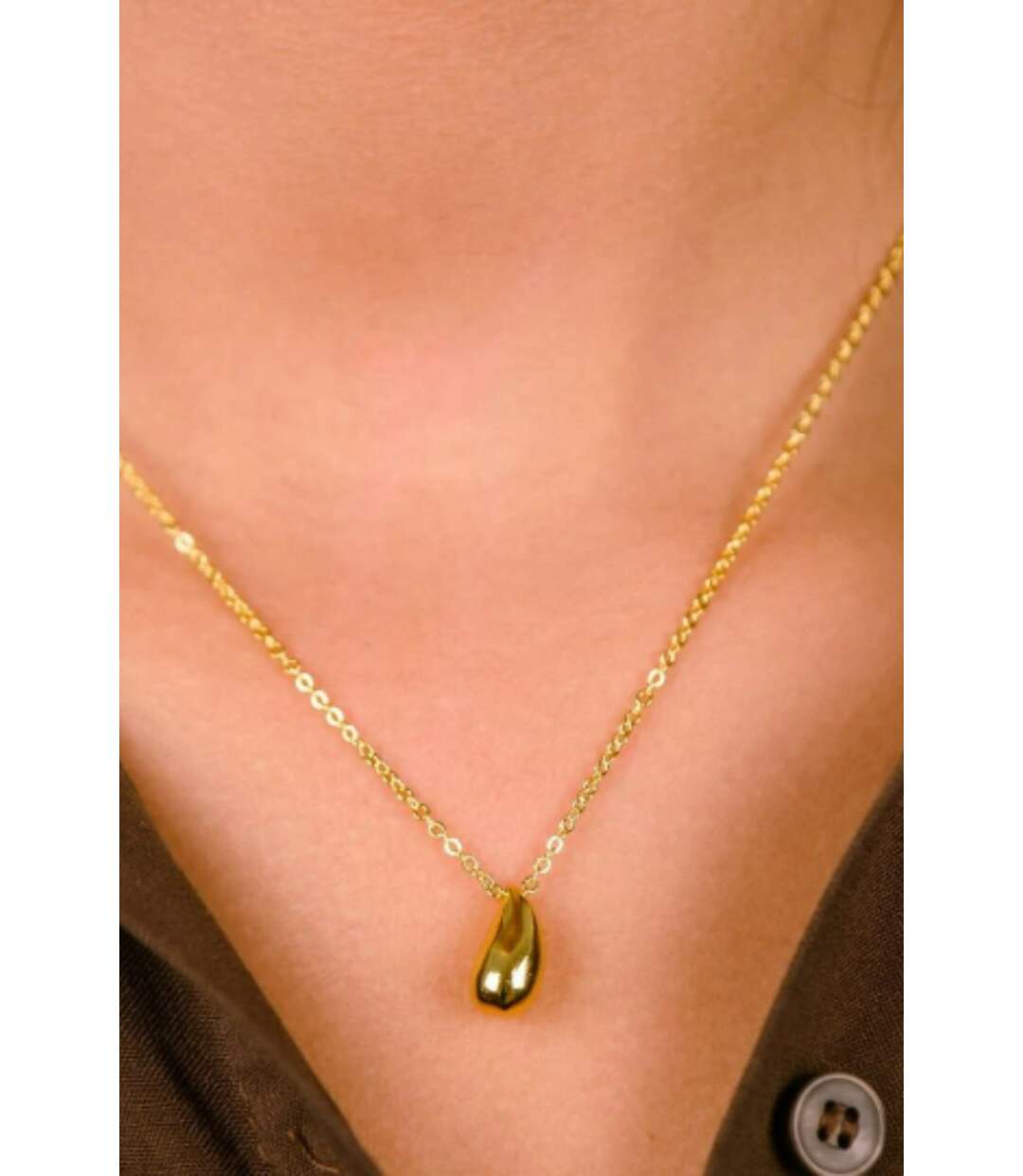 925 Silver Small TearDrop Waterdrop Simple Slim Elegant Droplet Pendant Necklace-1