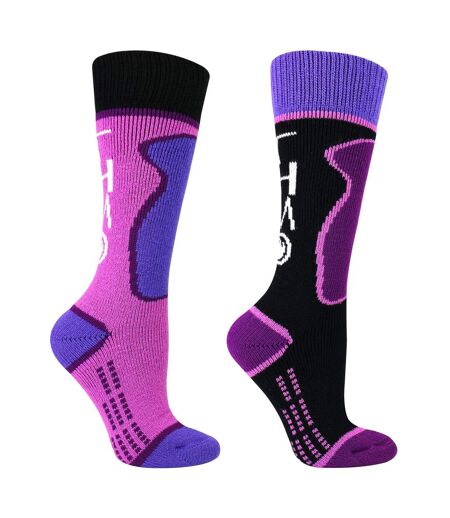 2 Pairs Ladies Thermal Ski Socks Cushioned Warm Winter Snowboarding Long Socks