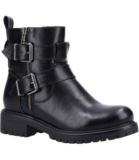 Womens/ladies sarah biker ankle boots black Divaz