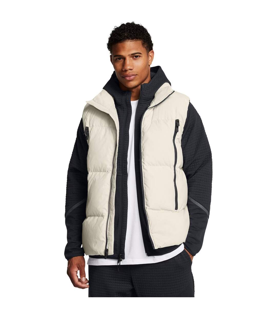 Mens Limitless Quilted High Collar Gilet White Under Armour-1