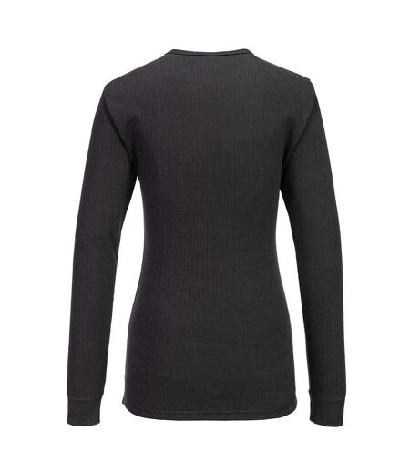 Womens/ladies Thermal Long-sleeved T-shirt Black Portwest