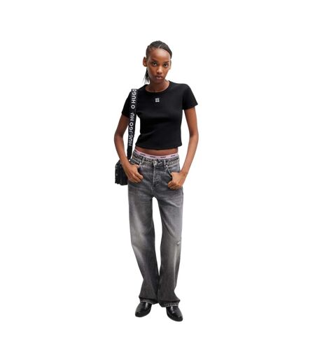 T-shirt Court Motif/style Logo Femme Noir Hugo