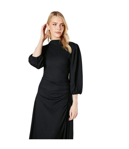 Womens/ladies ruched jersey textured midi dress black Principles