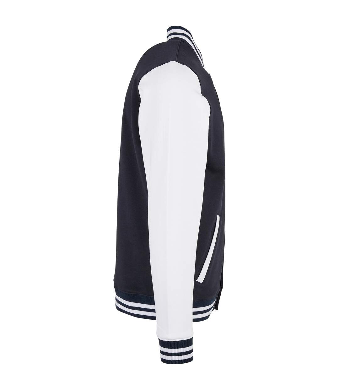 Blouson D'université Motif/style Contrasté Basic Homme Bleu Marine Blanc Build Your Brand-4