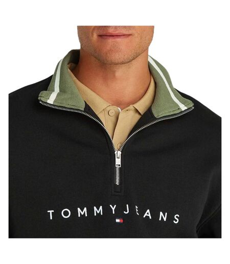 Sweat 1/4 zip noir homme tommy hilfiger linear - l