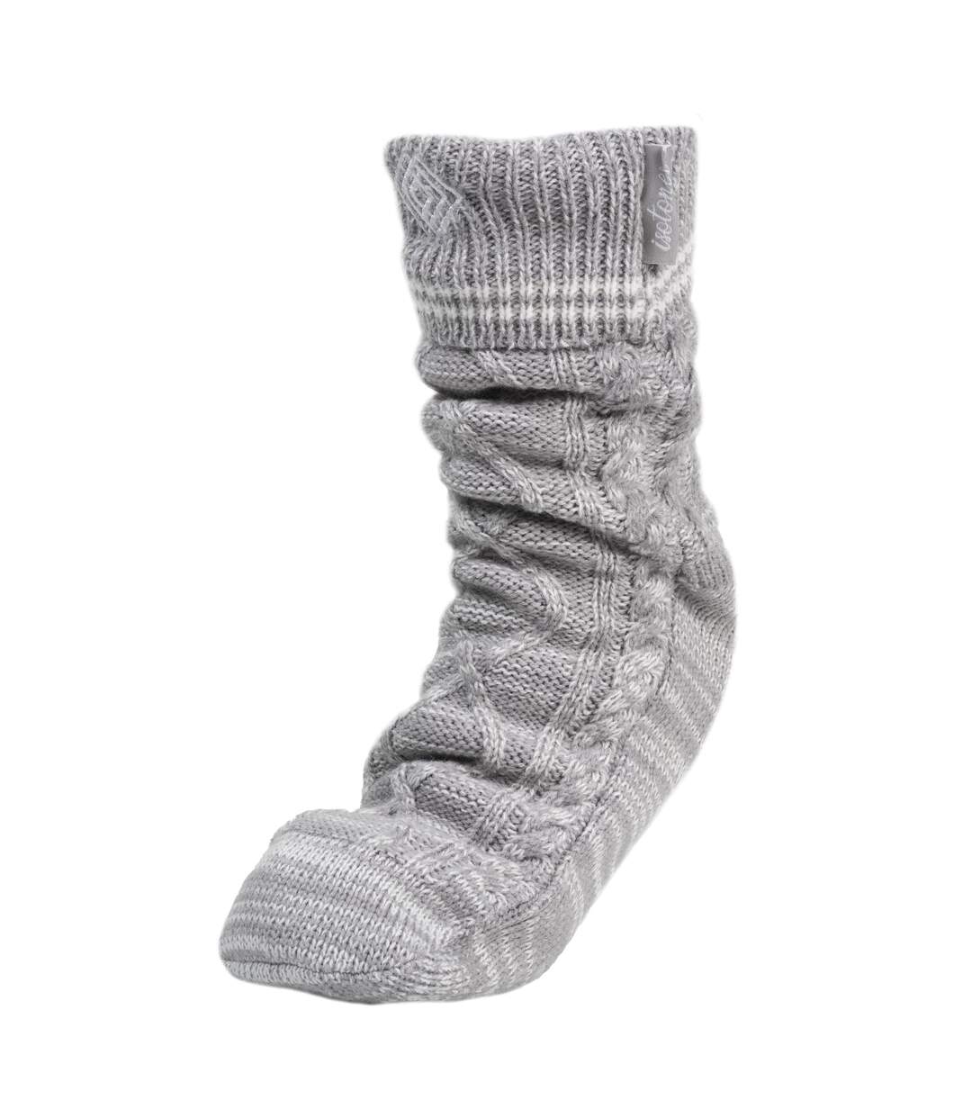 Isotoner Chaussettes d'intérieur homme maille fourrées - picots antidérapants-1