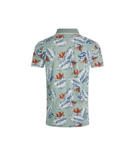 Mens sarat printed polo shirt mineral blue Weird Fish
