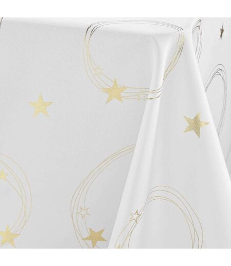 Nappe Imprimé Métallisé Star 140x240cm Blanc & Or
