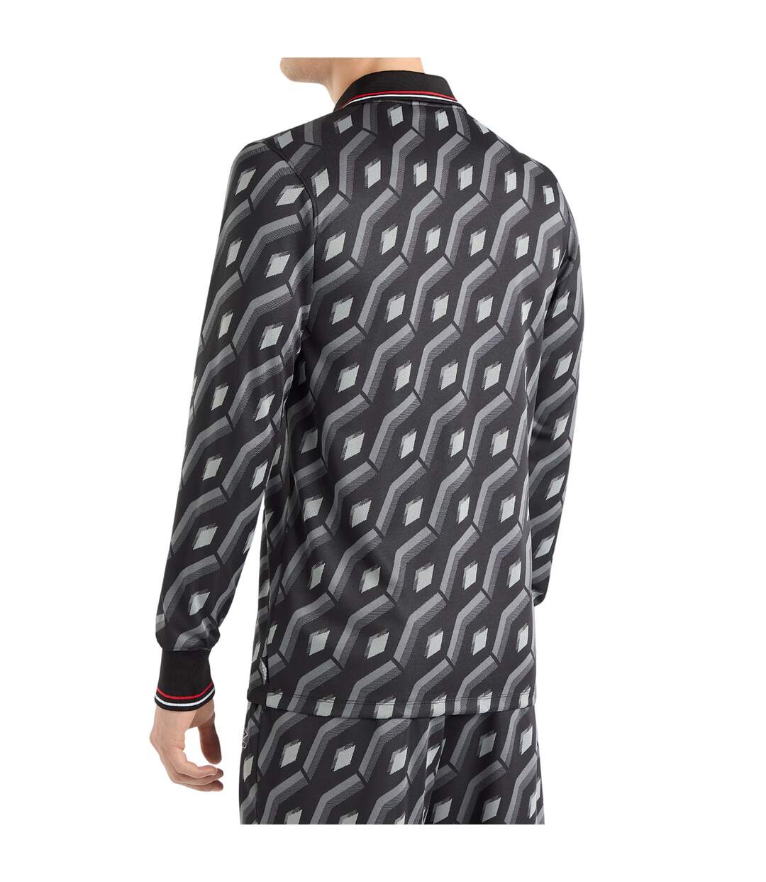 Mens Jacquard Long-sleeved Jersey Black Grey Umbro-2