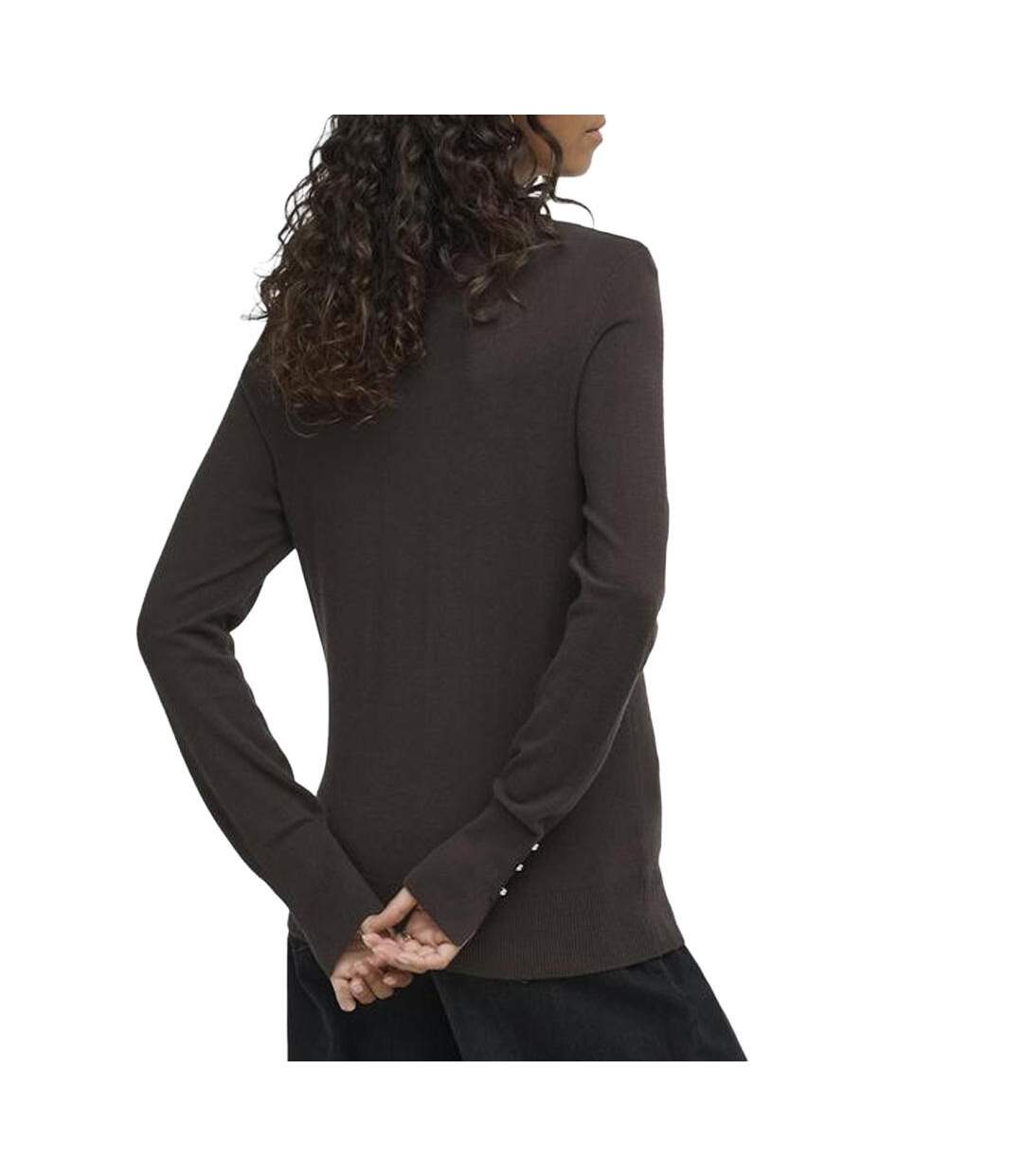 Pull marron femme jdy button-2