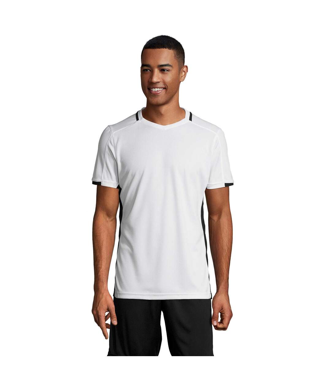 Mens classico contrast short sleeve soccer t-shirt white/black SOLS