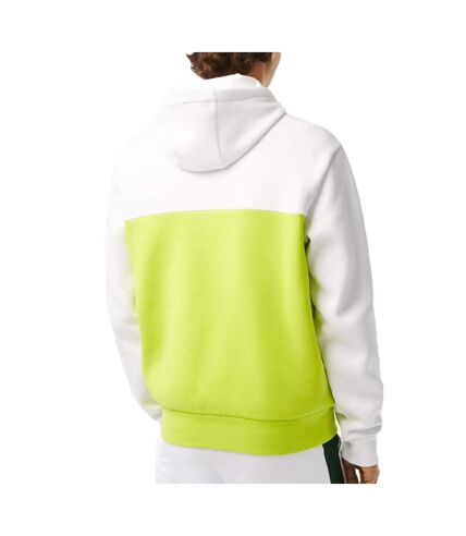 Sweat à Capuche Blanc/Vert Fluo Homme Lacoste SH8366 - 3XL