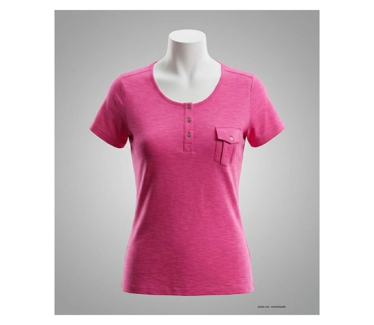 Tee-shirt MAYFLOWER ASSIS3F Rose Fuchsia : l'éclat du coton avec col boutonné-3