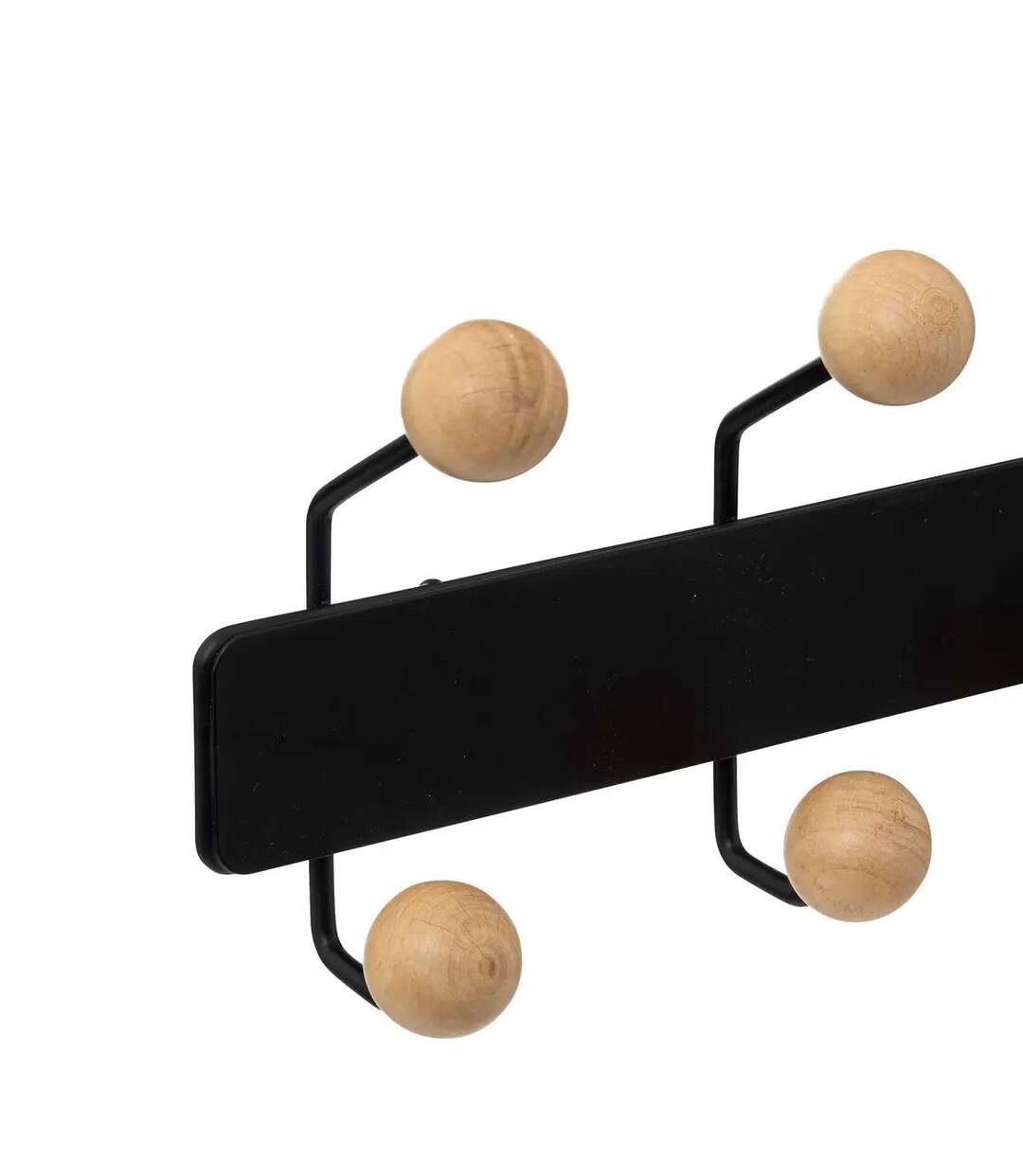 Patère Murale en Bois 10 Boules 44cm Noir-2