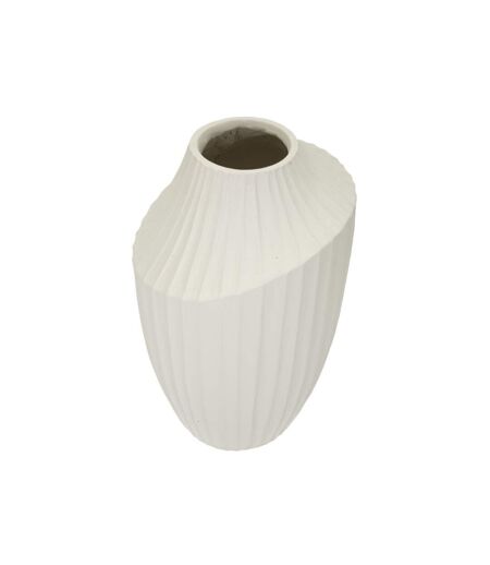 Vase Design Rainuré Ice 38cm Crème